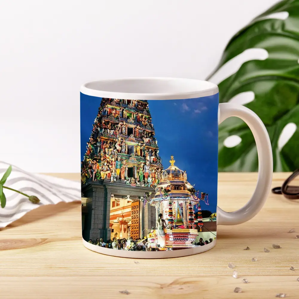Hindu Temple Gopuram Festival Night Singapore – Mugs