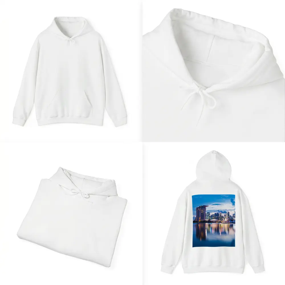Singapore Marina Bay Skyline At Dusk – Hoodies