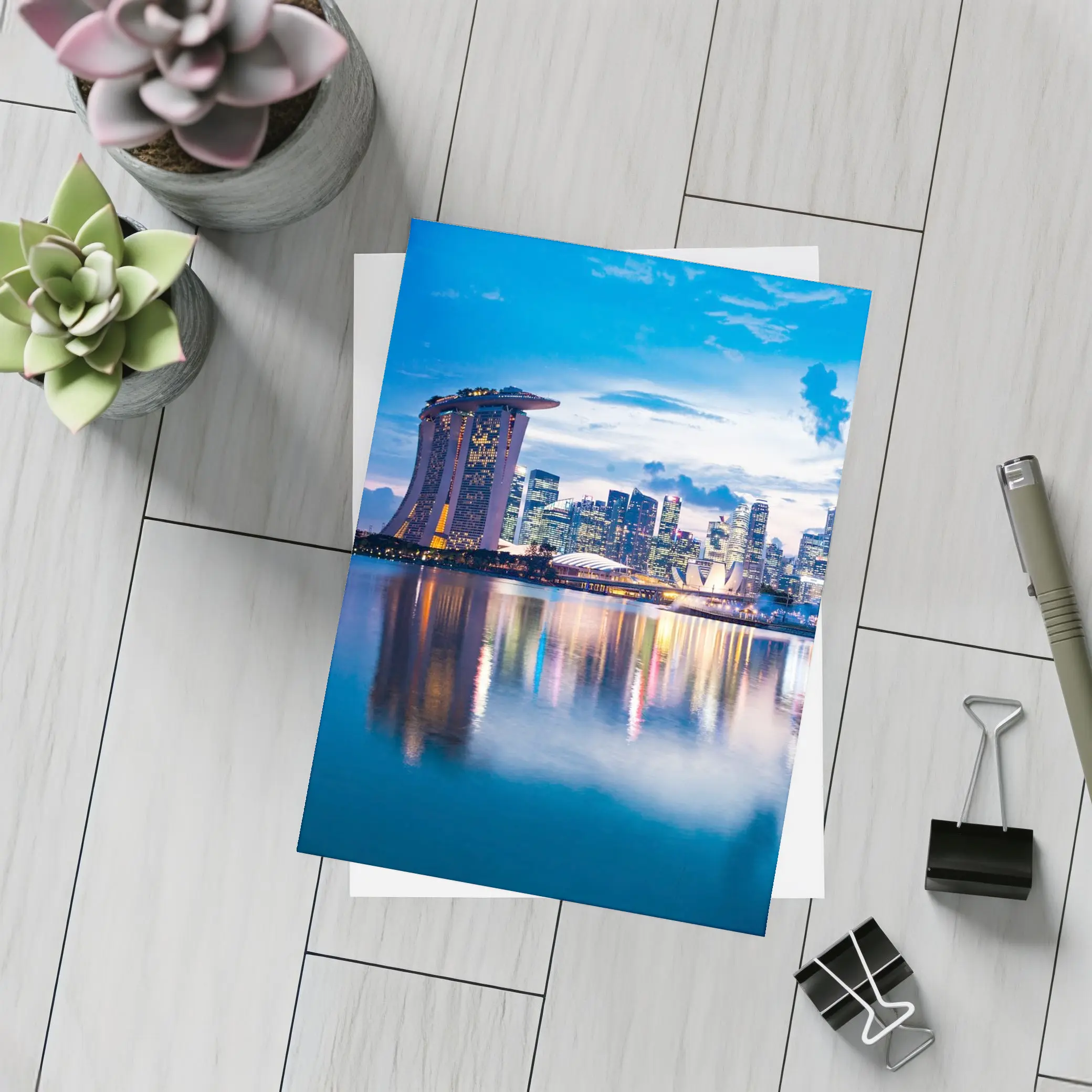 Singapore Marina Bay Skyline At Dusk – Postcards