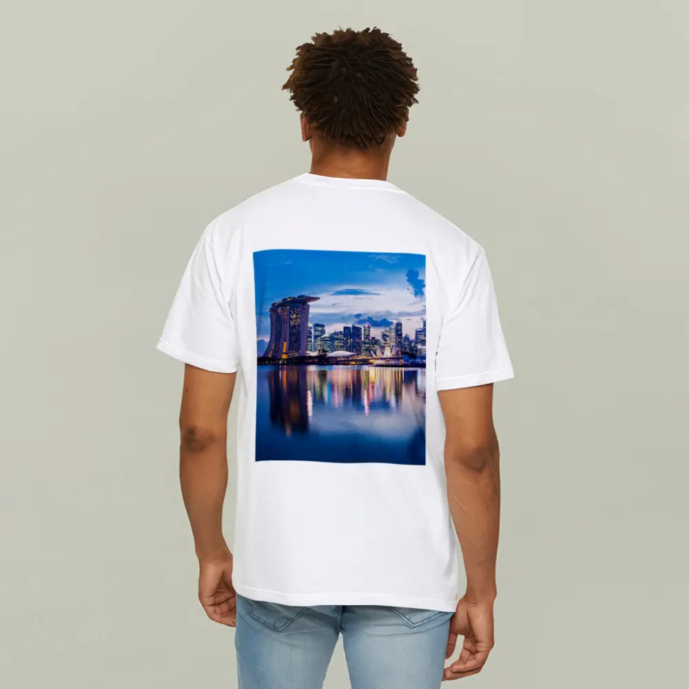 Singapore Marina Bay Skyline At Dusk – T-Shirts