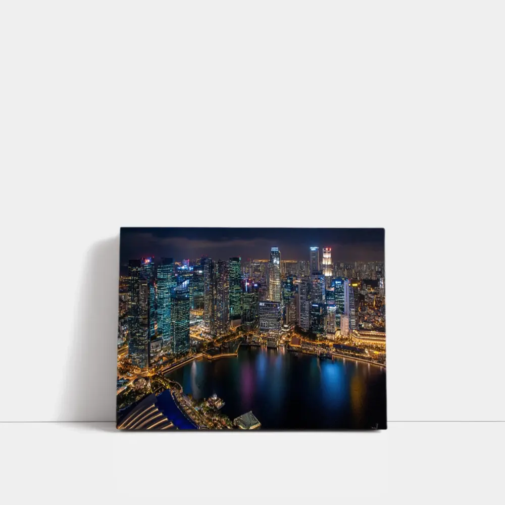 Singapore City Skyline Aerial Night View – Wall Art