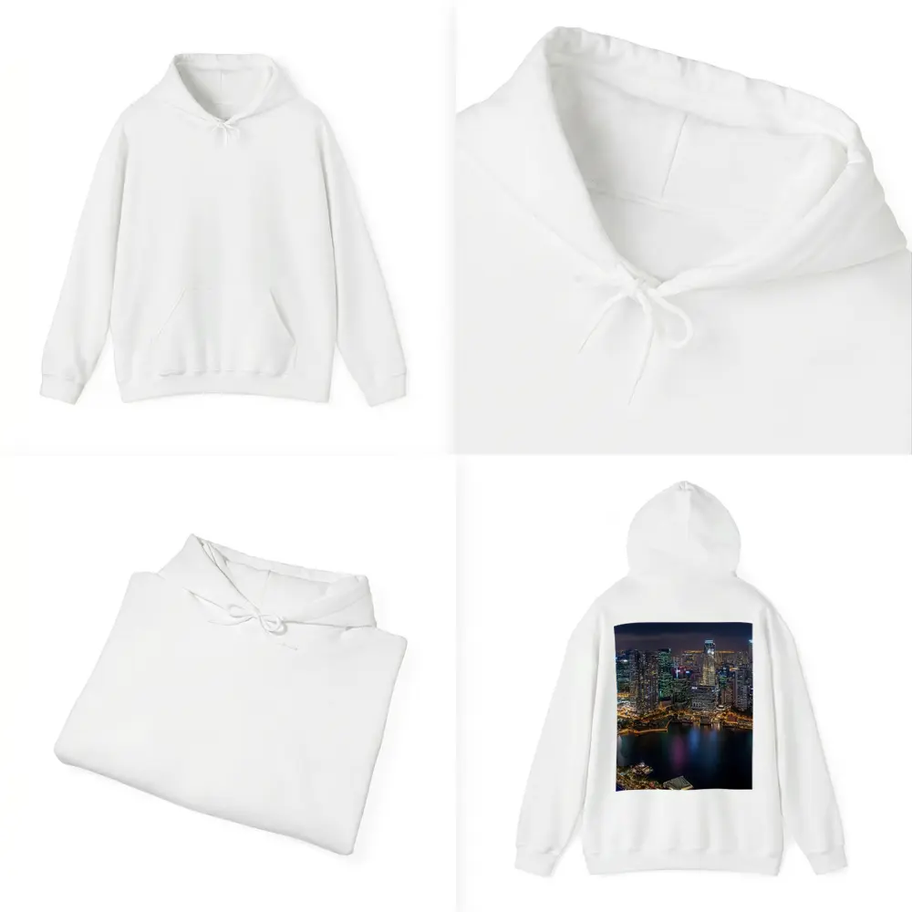 Singapore City Skyline Aerial Night View – Hoodies