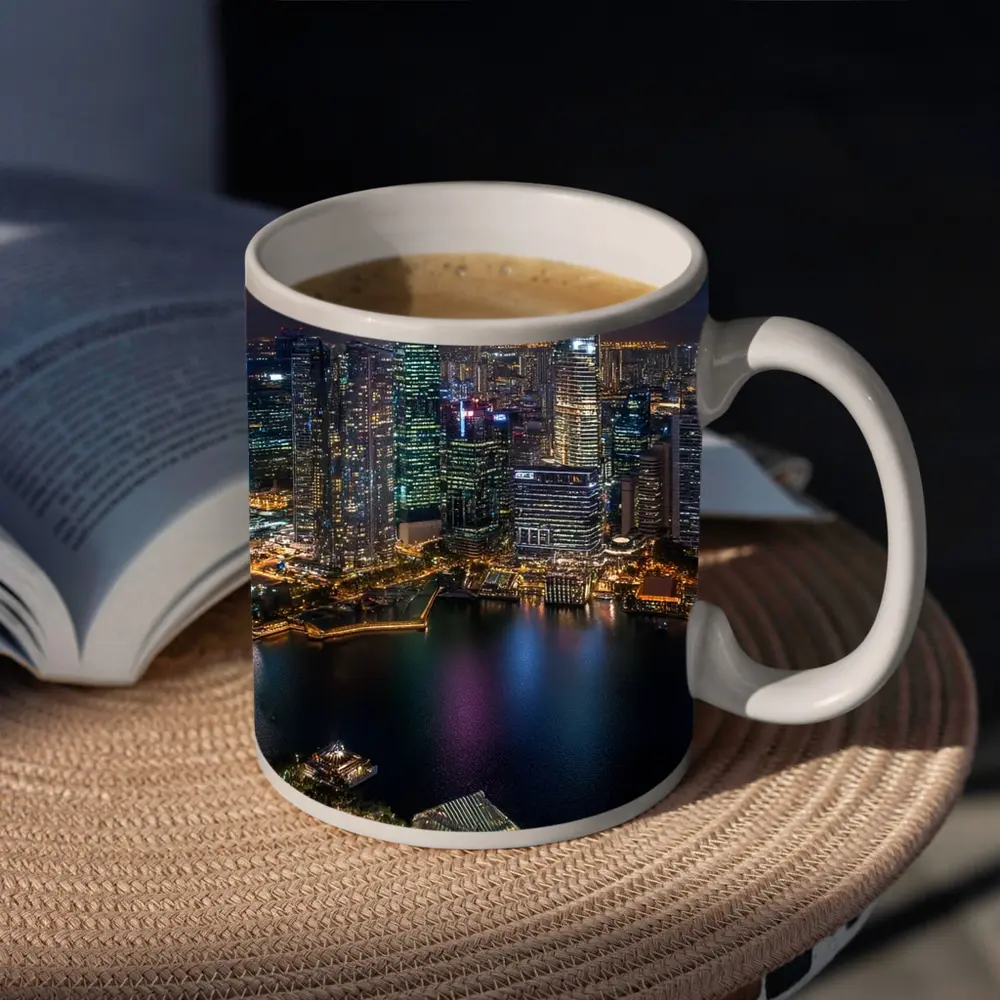 Singapore City Skyline Aerial Night View – Mugs
