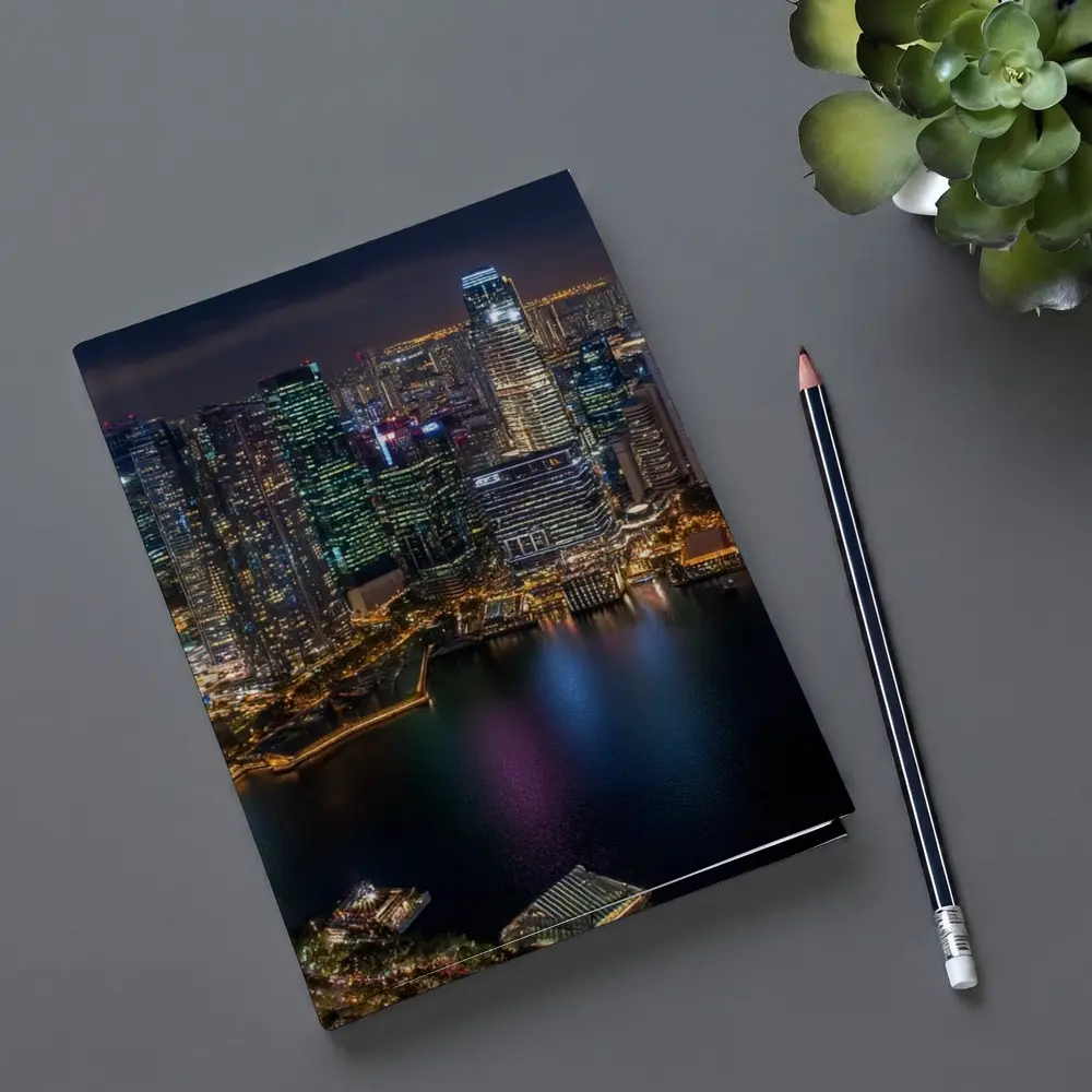 Singapore City Skyline Aerial Night View – Notebooks