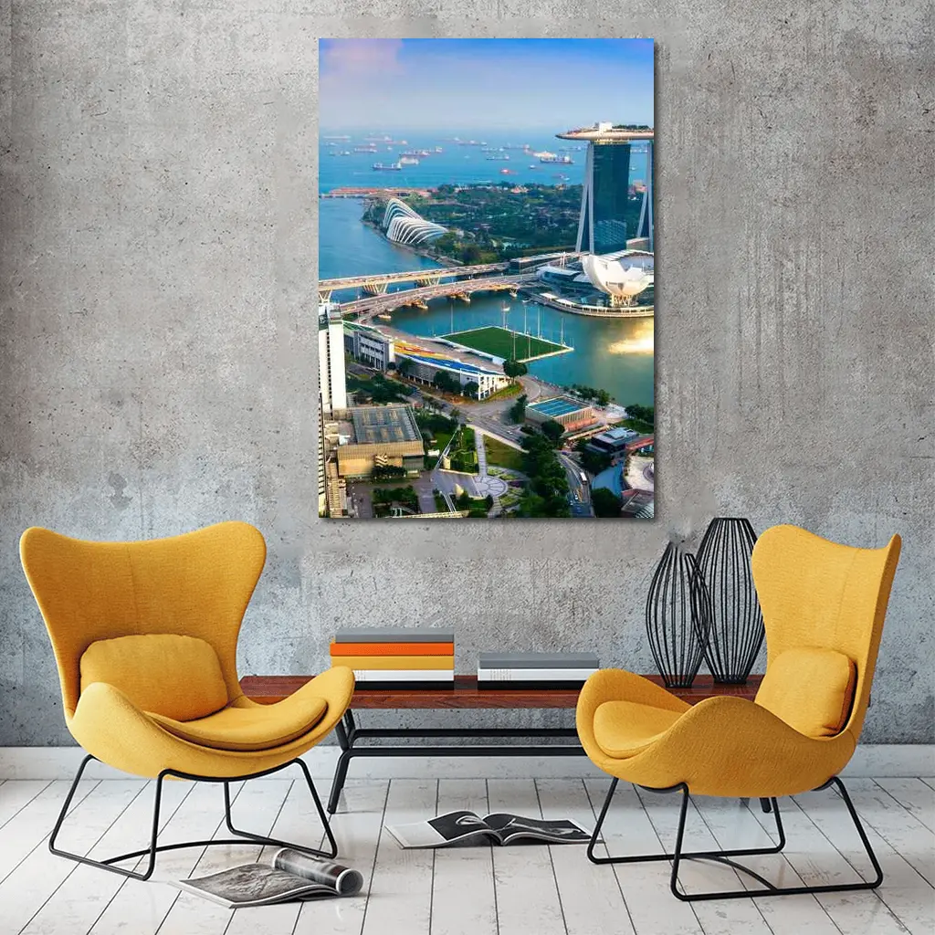 Singapore Marina Bay Skyline Aerial View – Wall Art