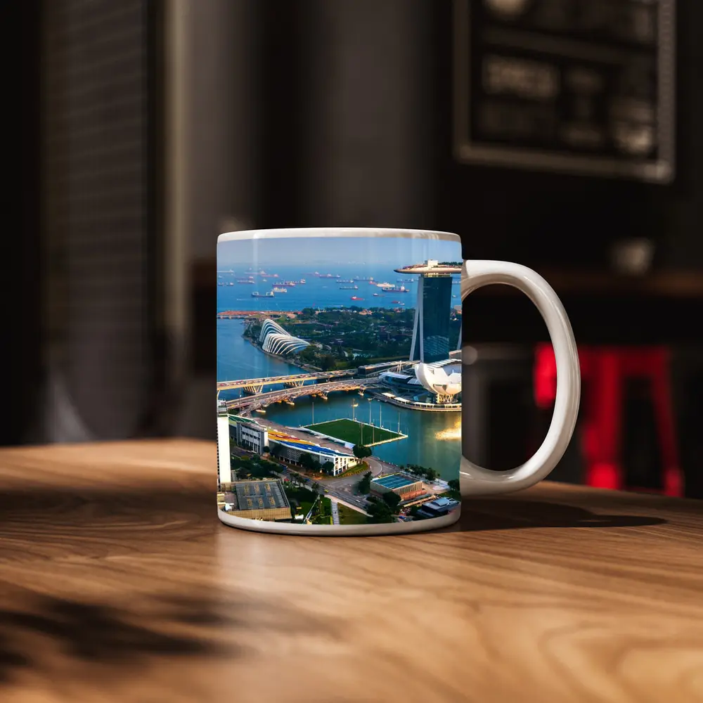 Singapore Marina Bay Skyline Aerial View – Mugs