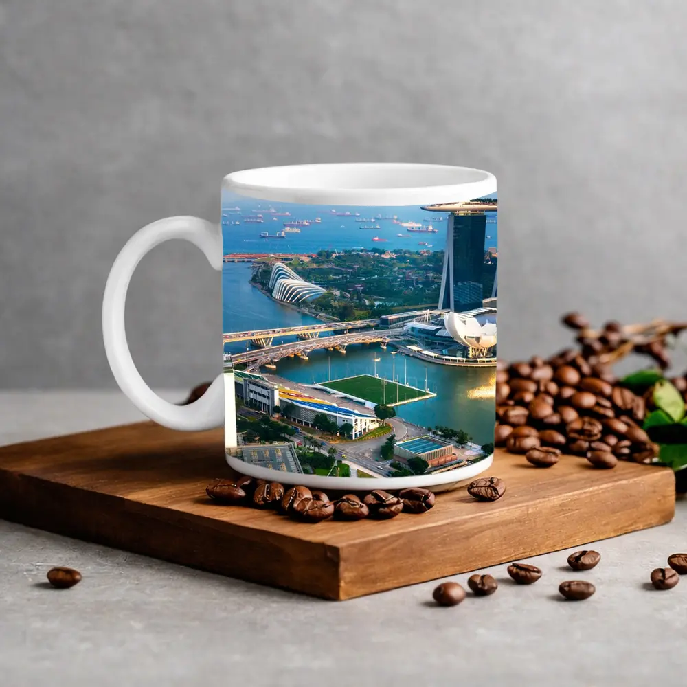 Singapore Marina Bay Skyline Aerial View – Mugs