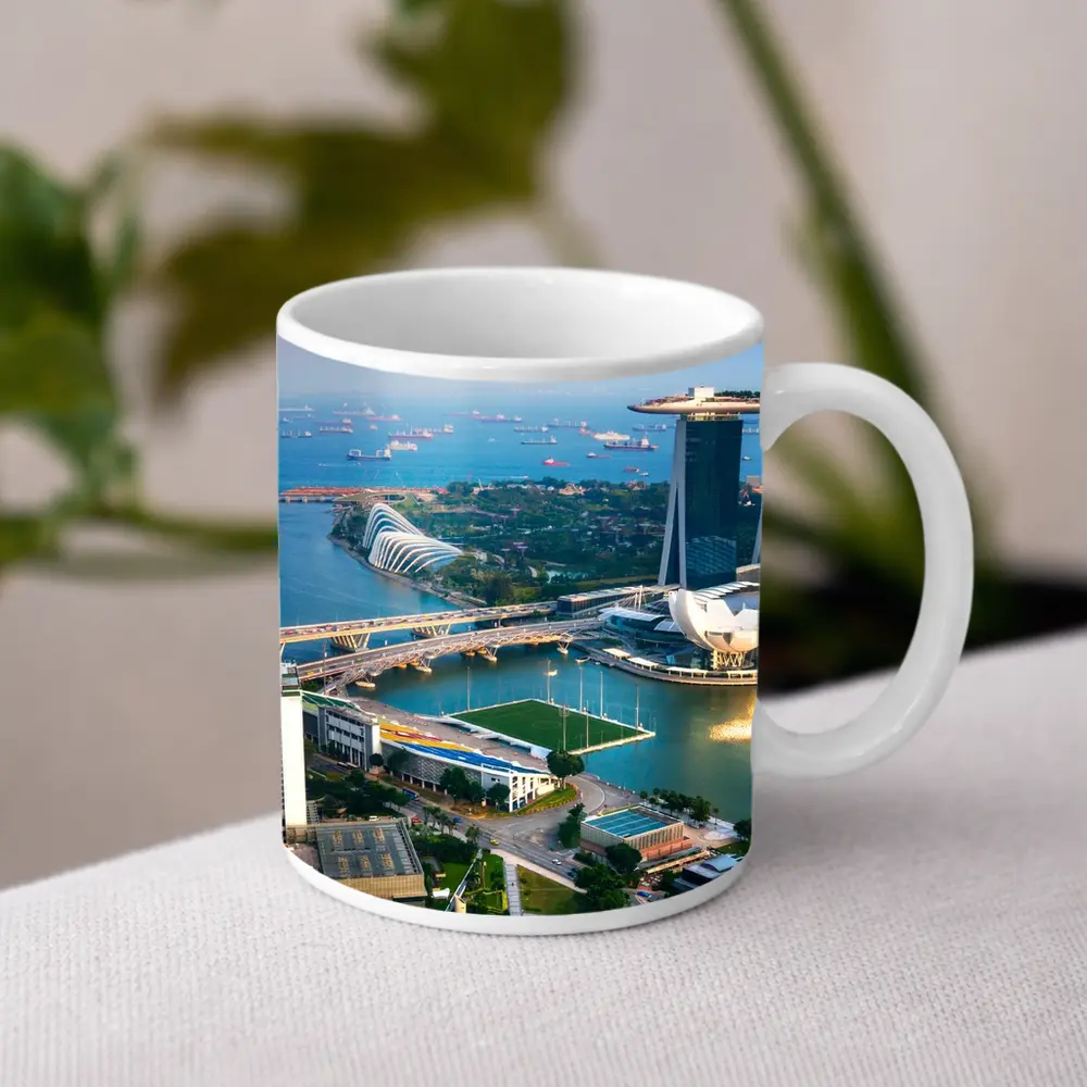 Singapore Marina Bay Skyline Aerial View – Mugs