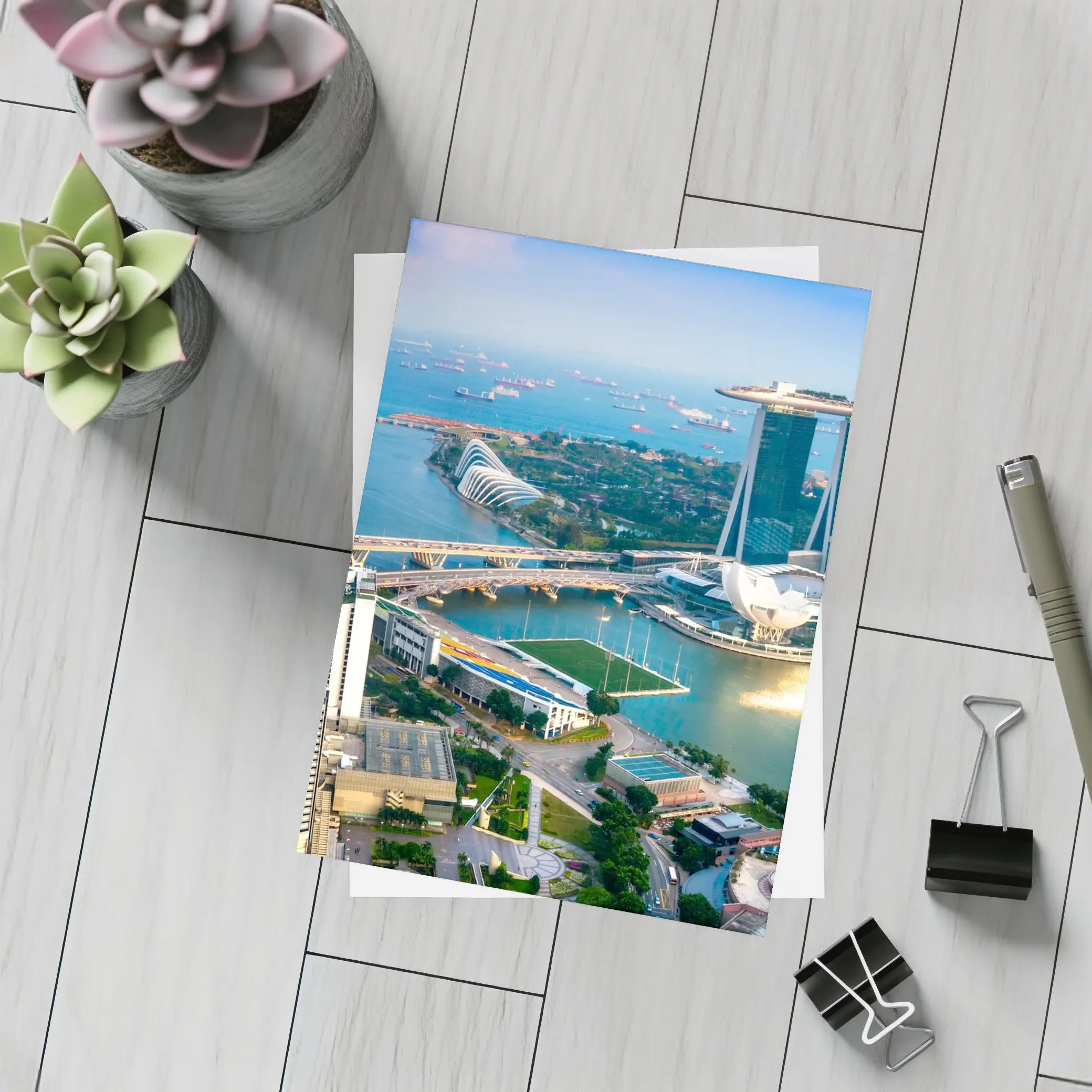 Singapore Marina Bay Skyline Aerial View – Postcards