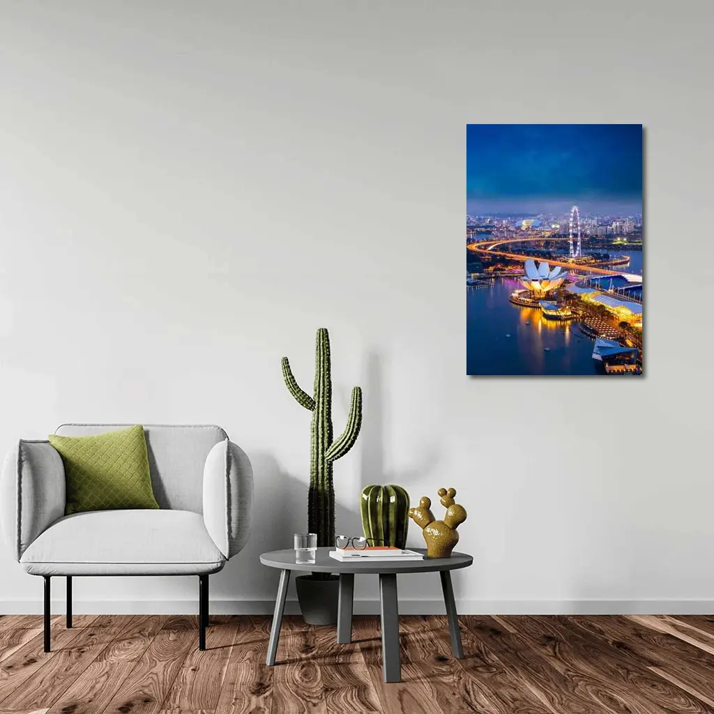 Singapore Marina Bay Skyline At Night – Wall Art