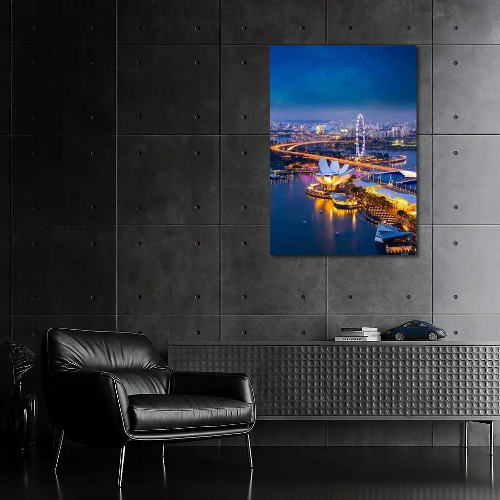 Singapore Marina Bay Skyline At Night – Wall Art