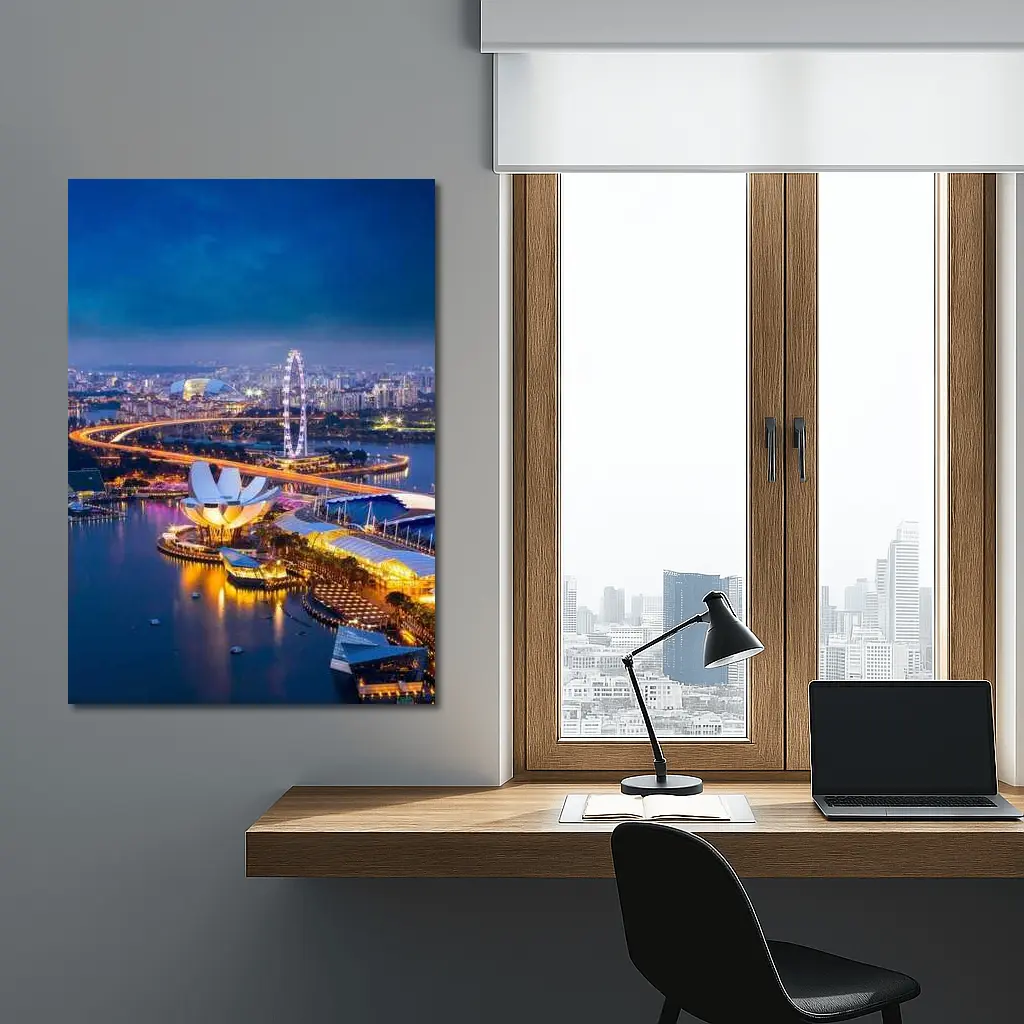Singapore Marina Bay Skyline At Night – Wall Art