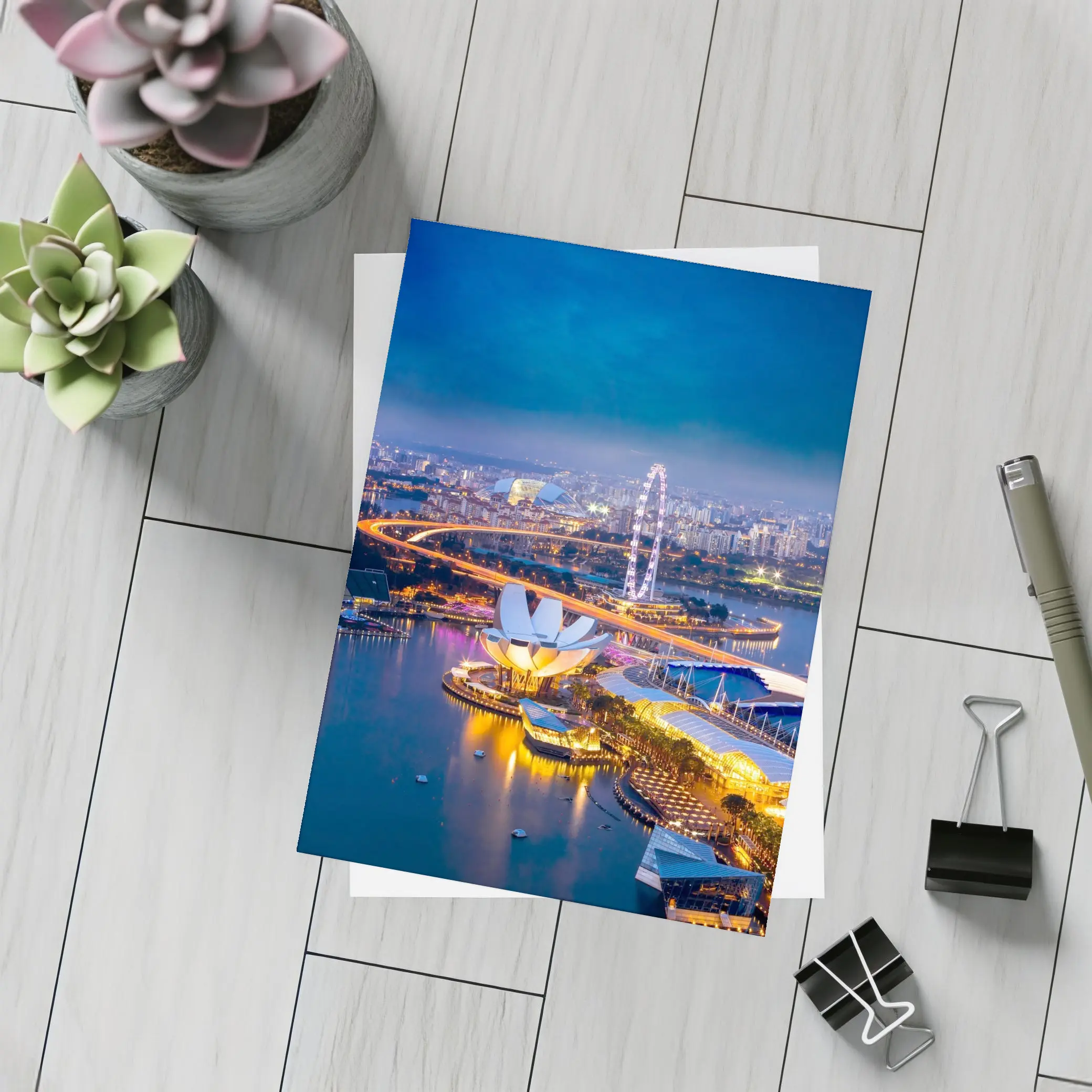 Singapore Marina Bay Skyline At Night – Postcards