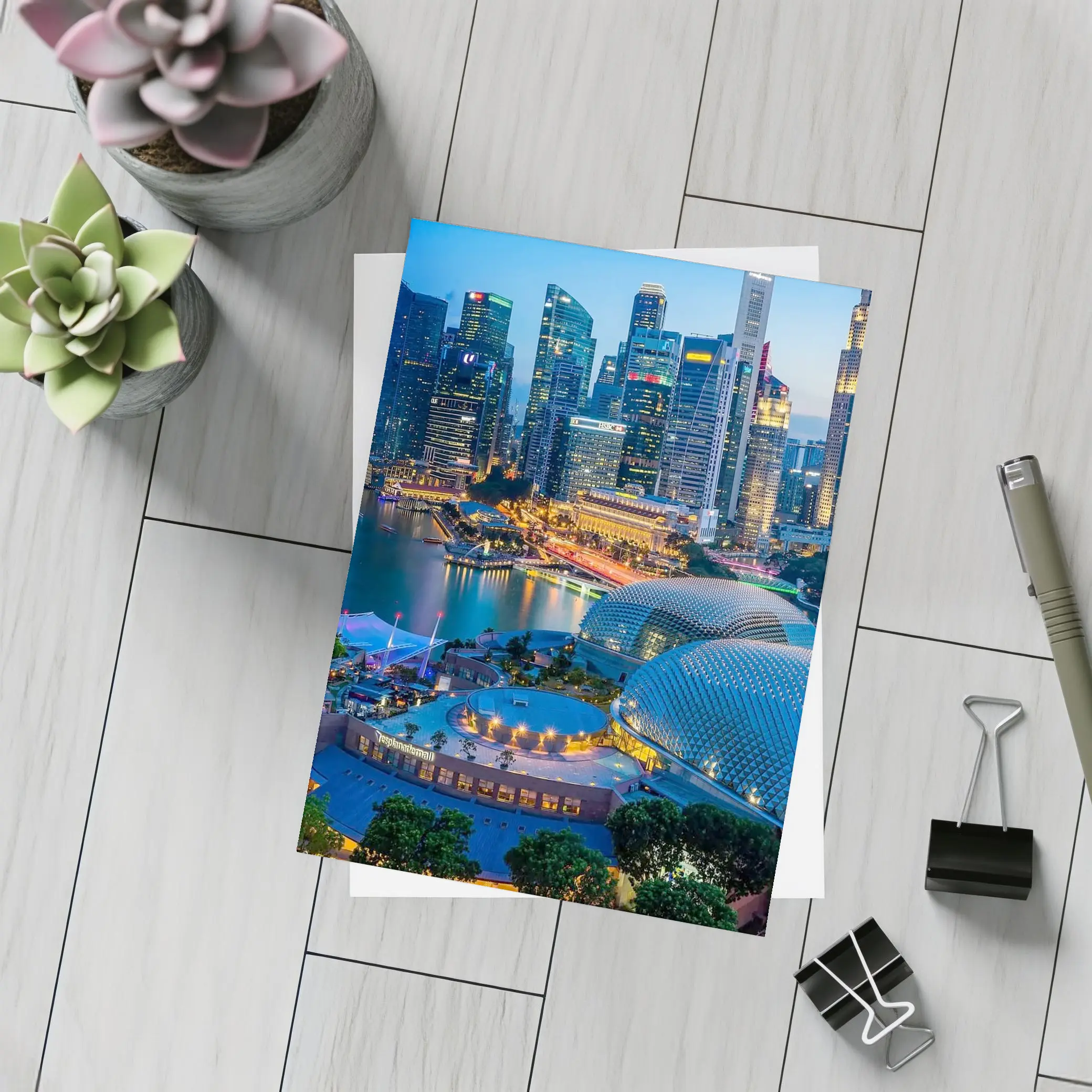 Singapore Marina Bay Skyline Blue Dusk – Postcards