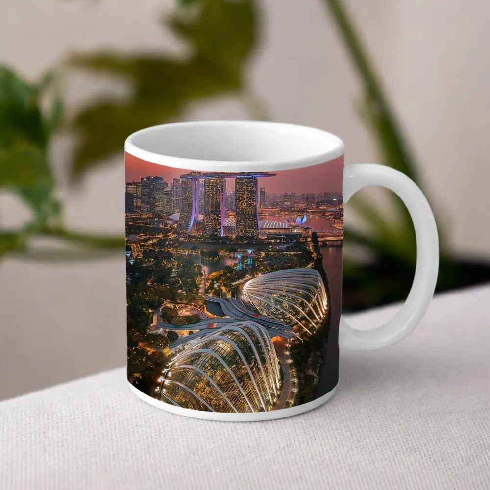 Singapore Marina Bay Aerial Sunset City View – Mugs