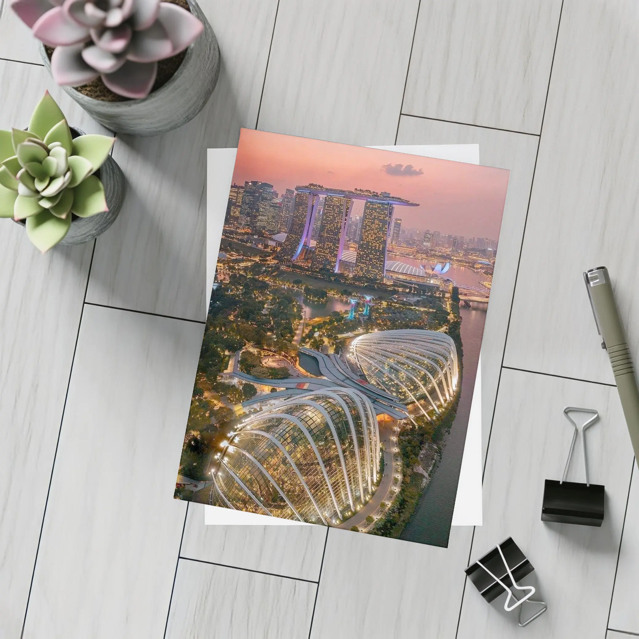 Singapore Marina Bay Aerial Sunset City View – Postcards