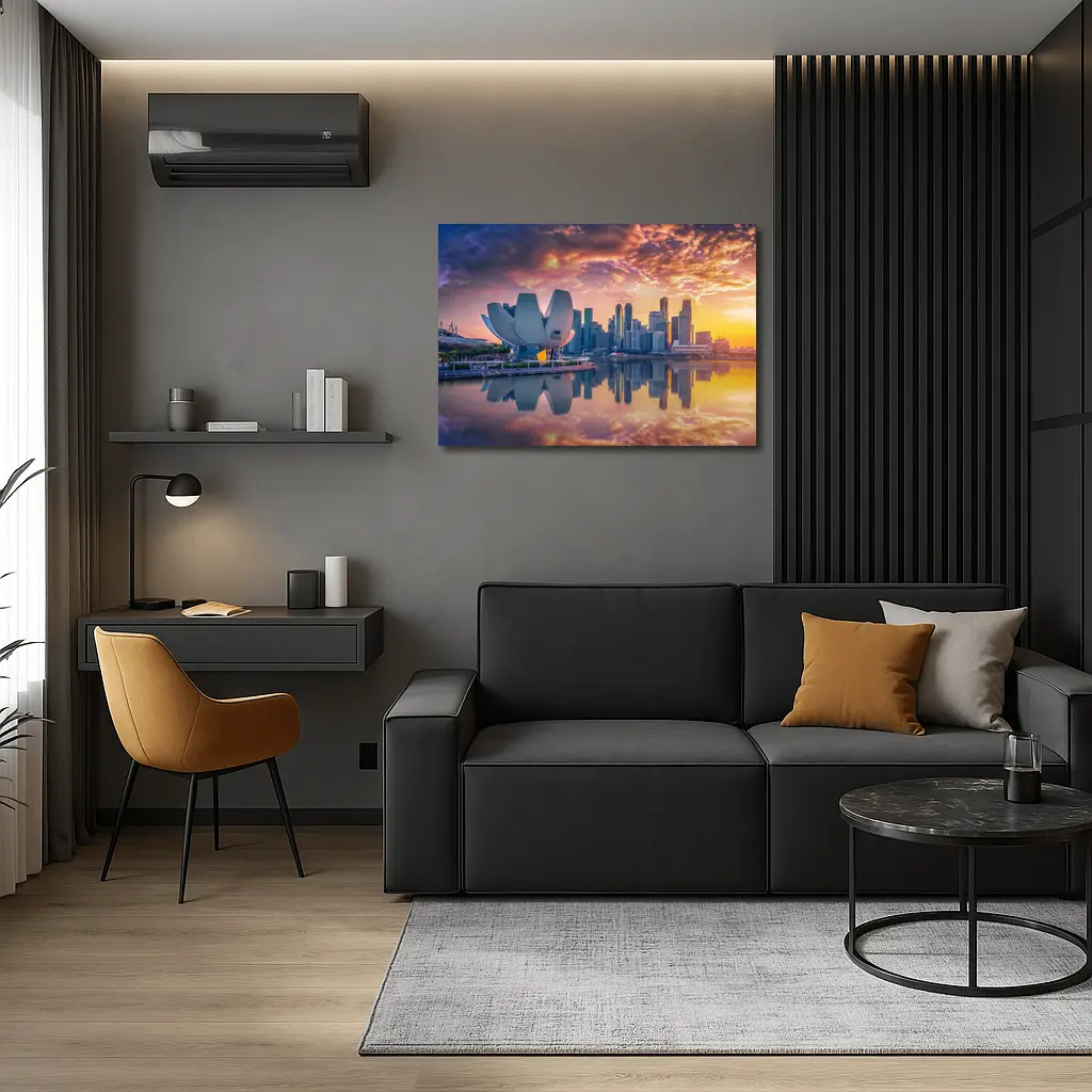 Singapore Marina Bay Skyline Sunset Reflection – Wall Art