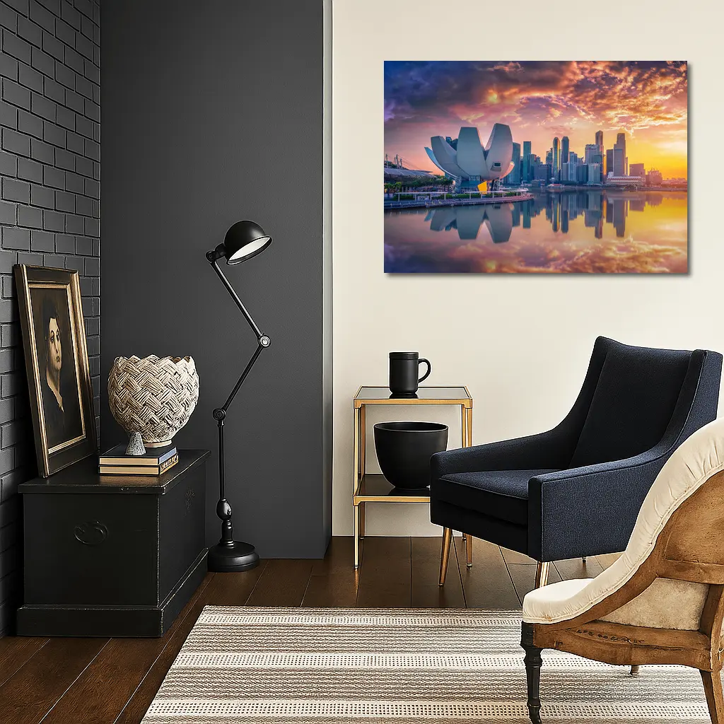 Singapore Marina Bay Skyline Sunset Reflection – Wall Art