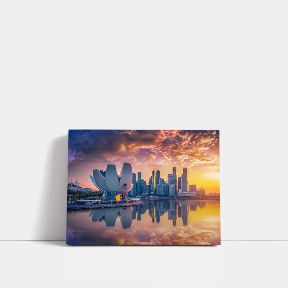 Singapore Marina Bay Skyline Sunset Reflection – Wall Art