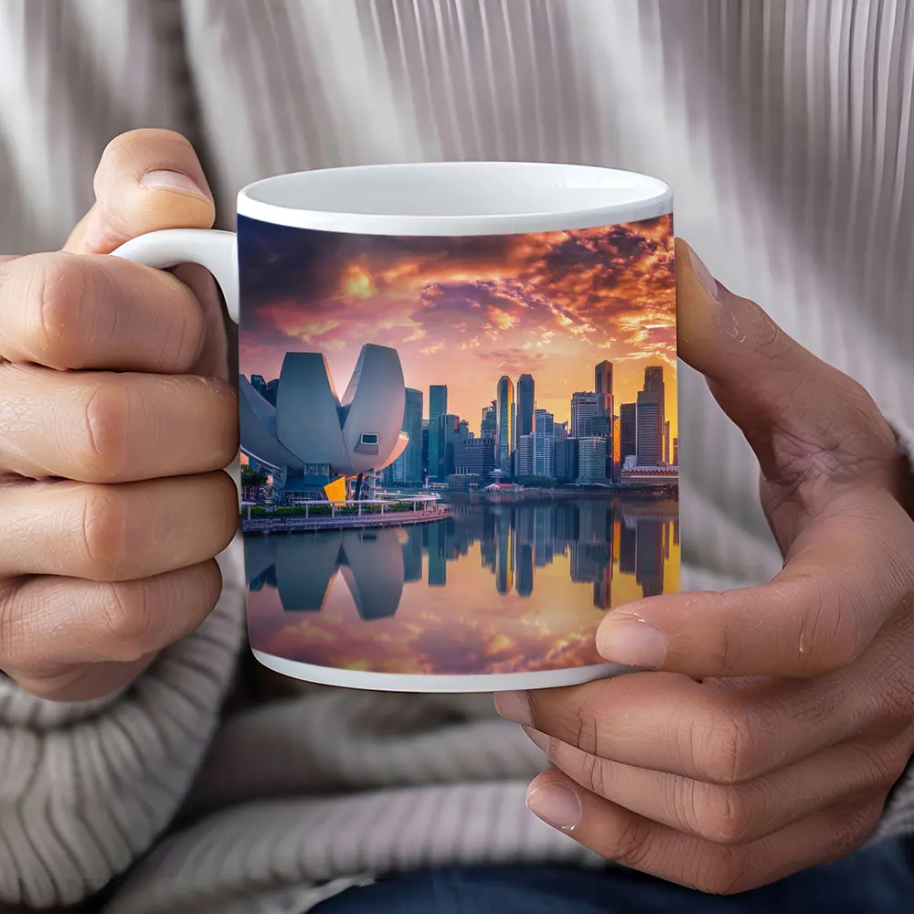 Singapore Marina Bay Skyline Sunset Reflection – Mugs