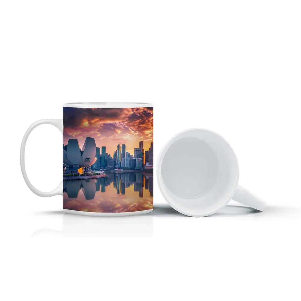 Singapore Marina Bay Skyline Sunset Reflection – Mugs