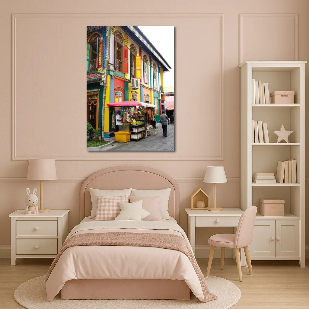 Colorful Little India Street Corner Singapore – Wall Art