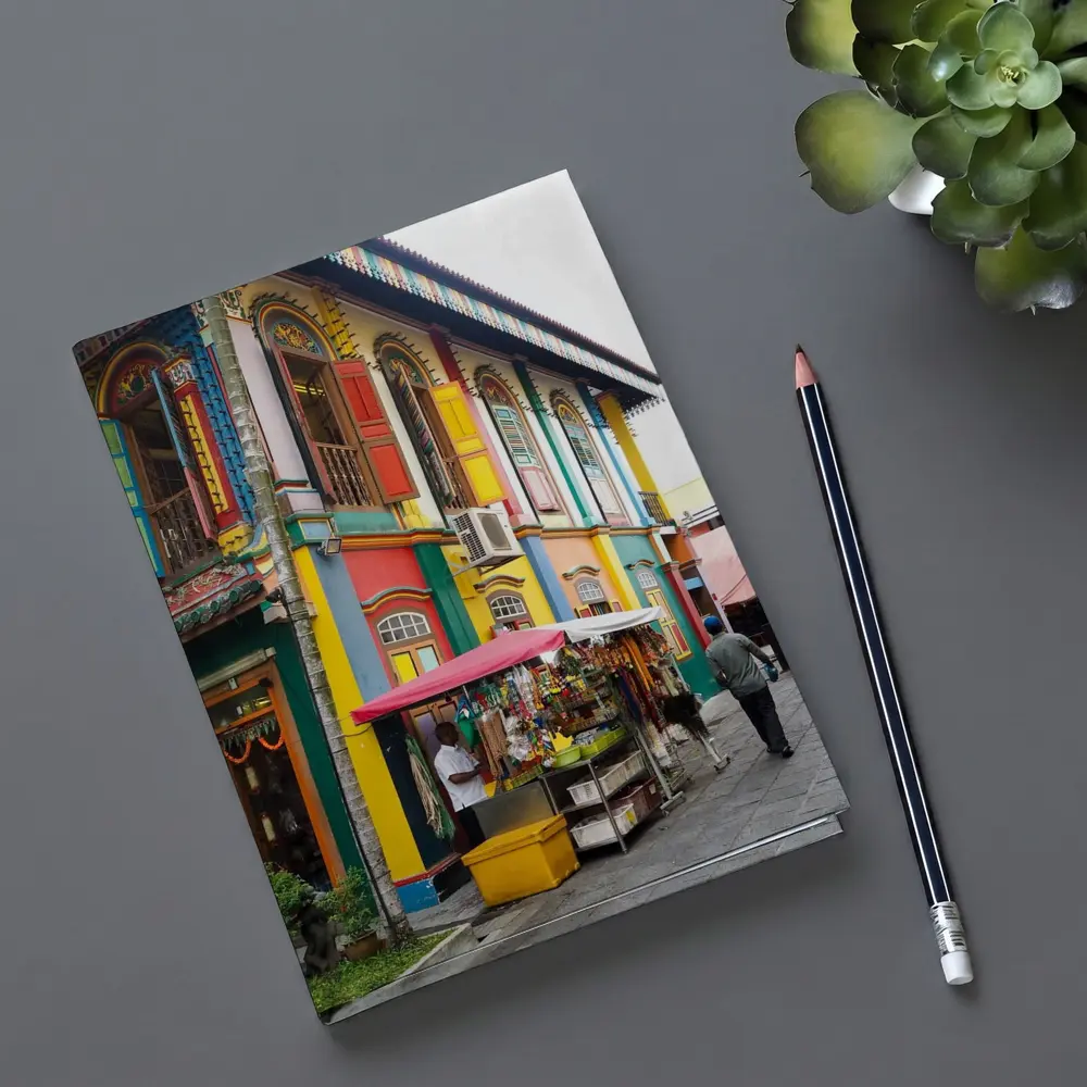 Colorful Little India Street Corner Singapore – Notebooks