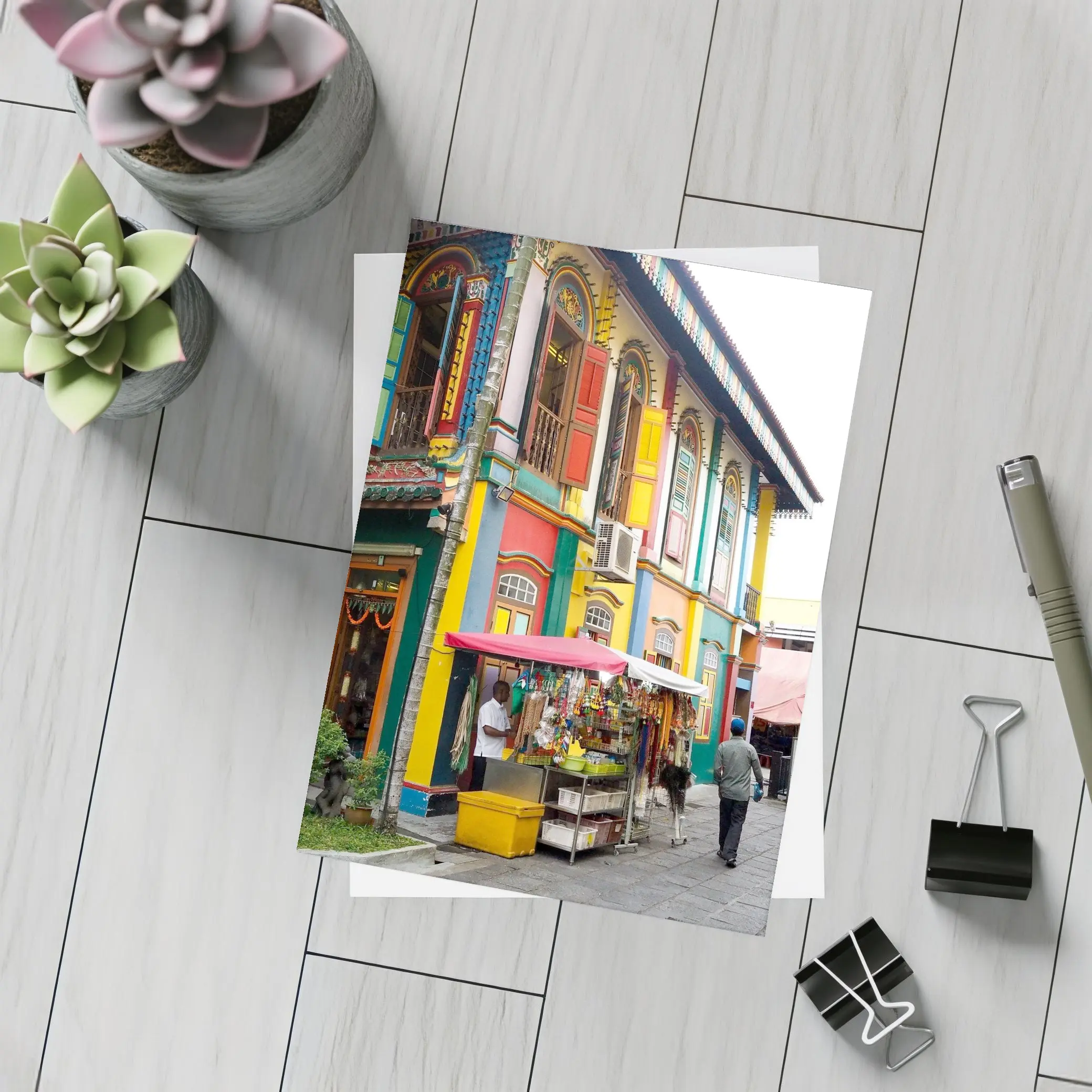 Colorful Little India Street Corner Singapore – Postcards