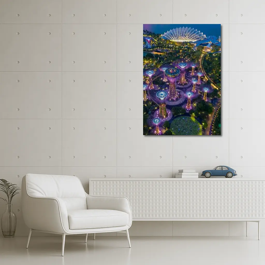 Gardens By The Bay Singapore Night Aerial – Wall Art