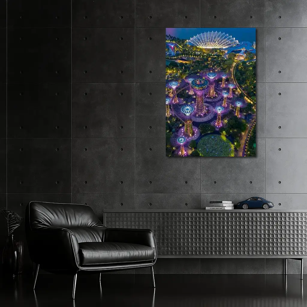 Gardens By The Bay Singapore Night Aerial – Wall Art