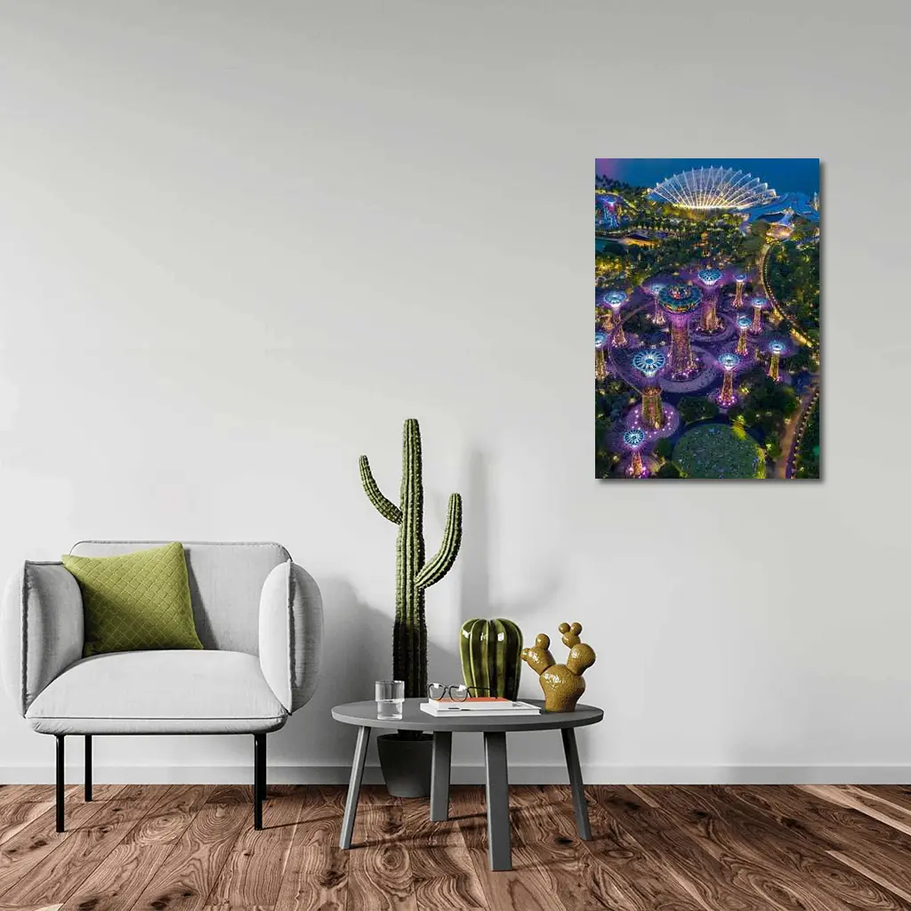 Gardens By The Bay Singapore Night Aerial – Wall Art