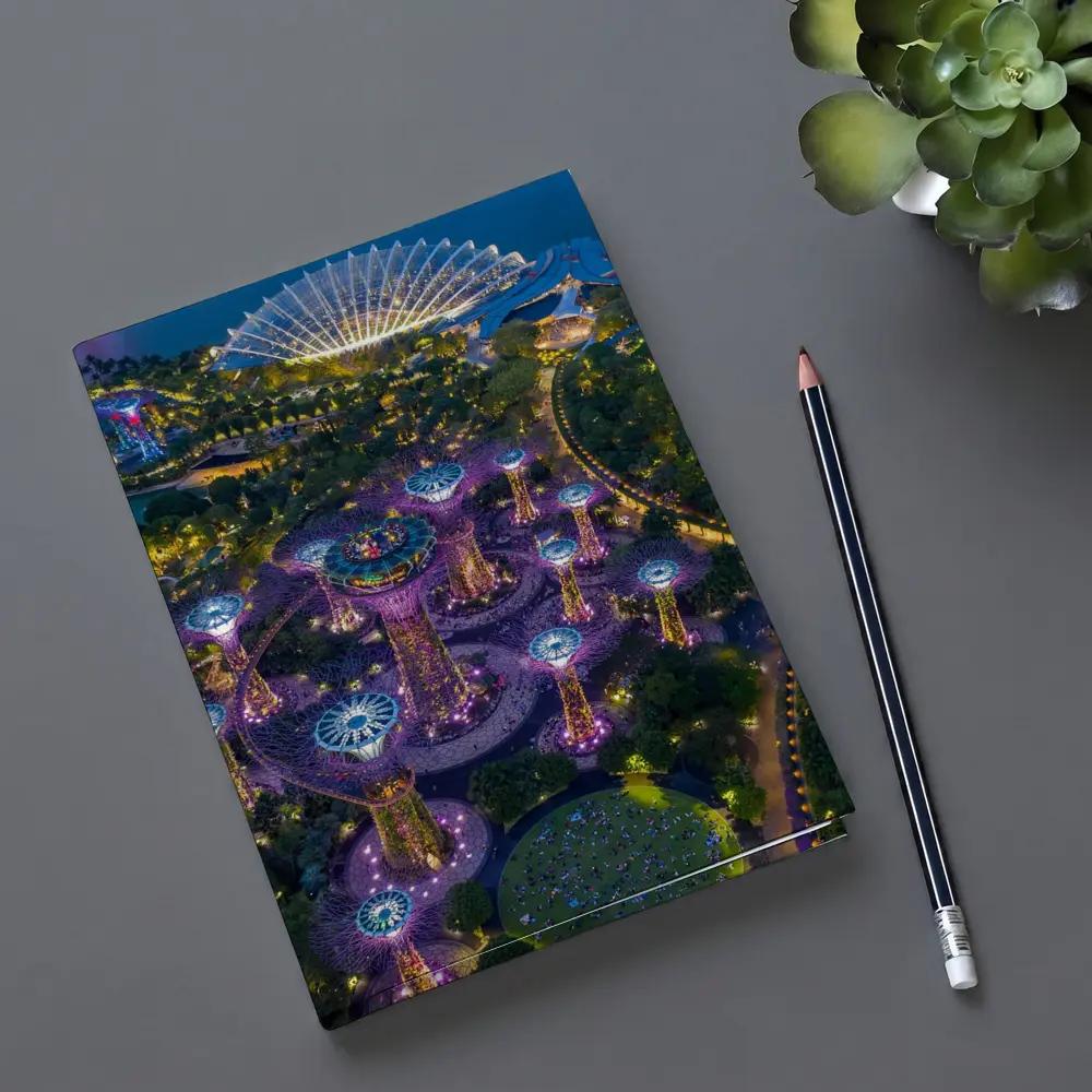 Gardens By The Bay Singapore Night Aerial – Notebooks
