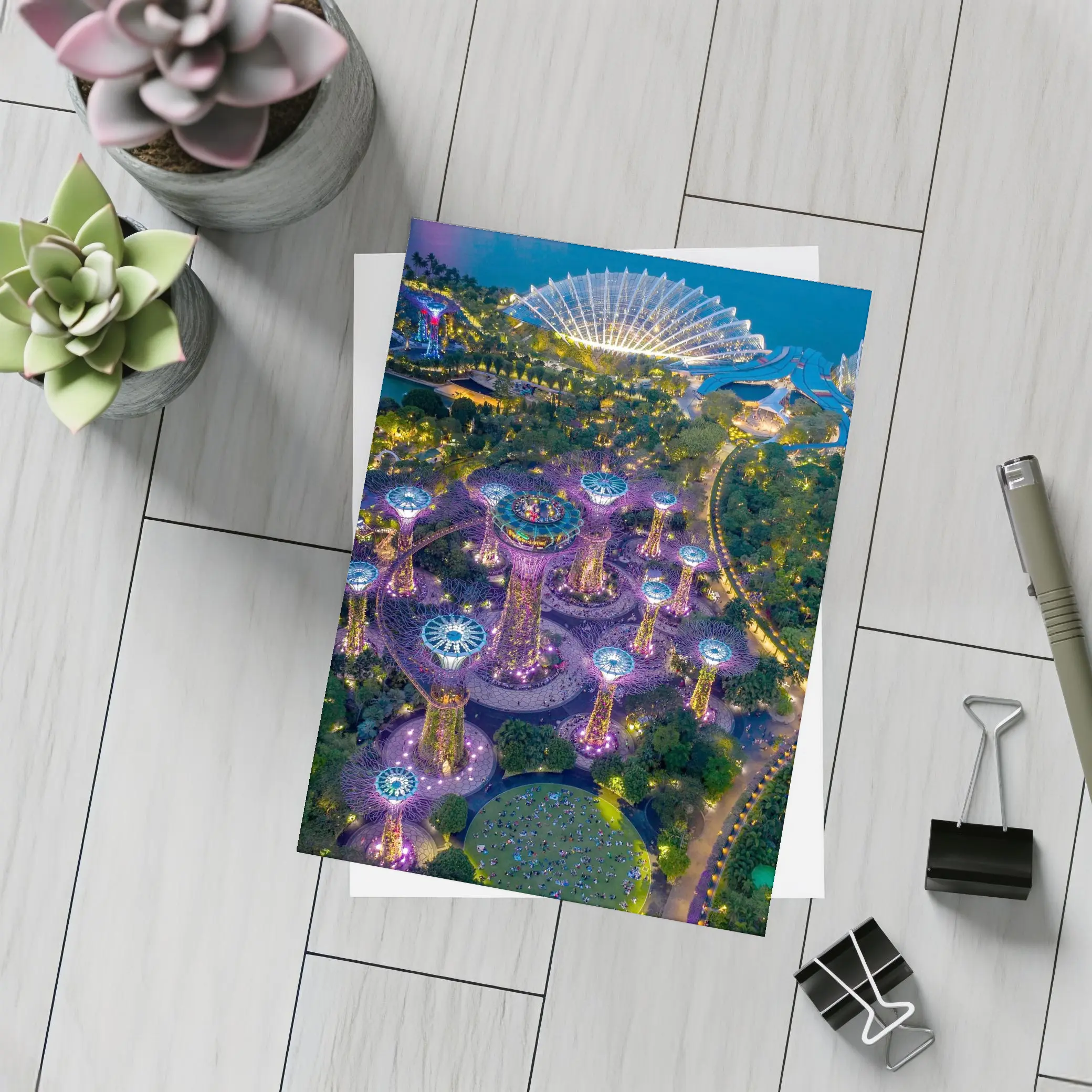 Gardens By The Bay Singapore Night Aerial – Postcards