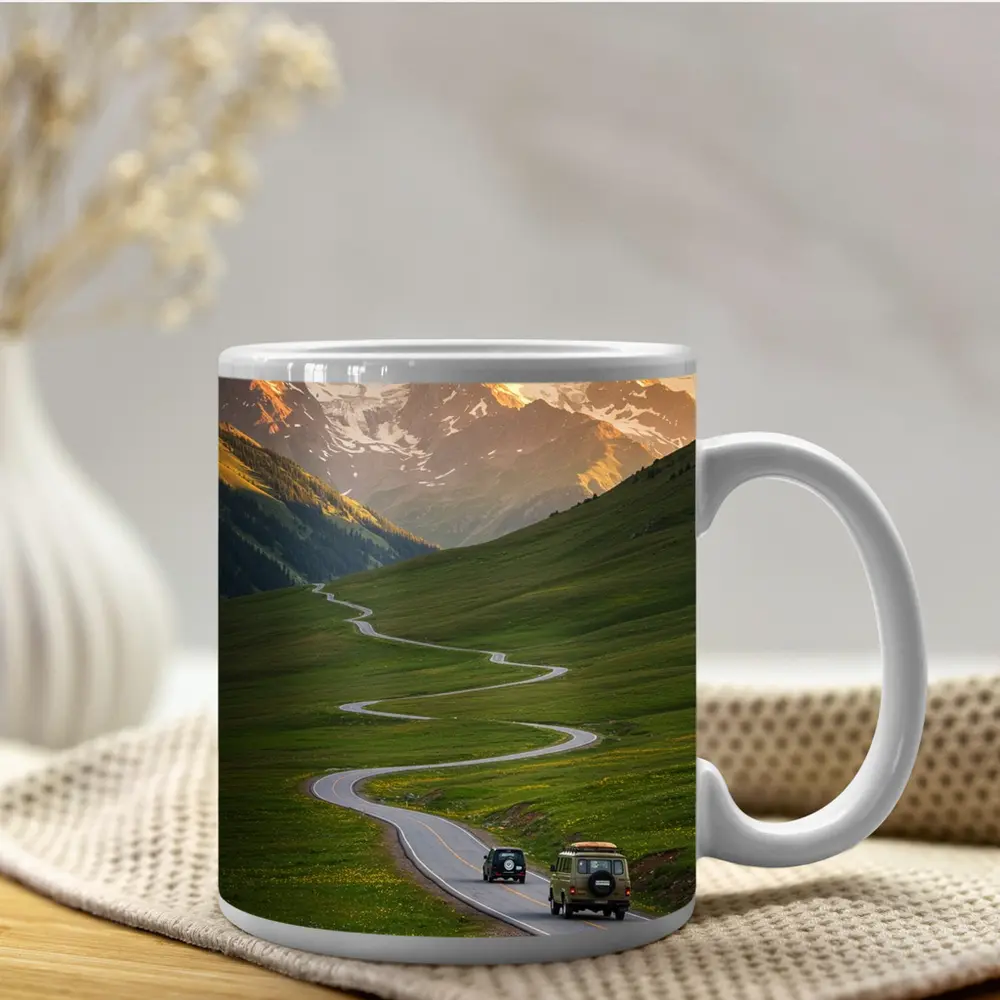 Winding Mountain Road Green Valley Sunset – Mugs