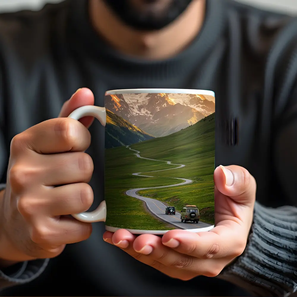 Winding Mountain Road Green Valley Sunset – Mugs