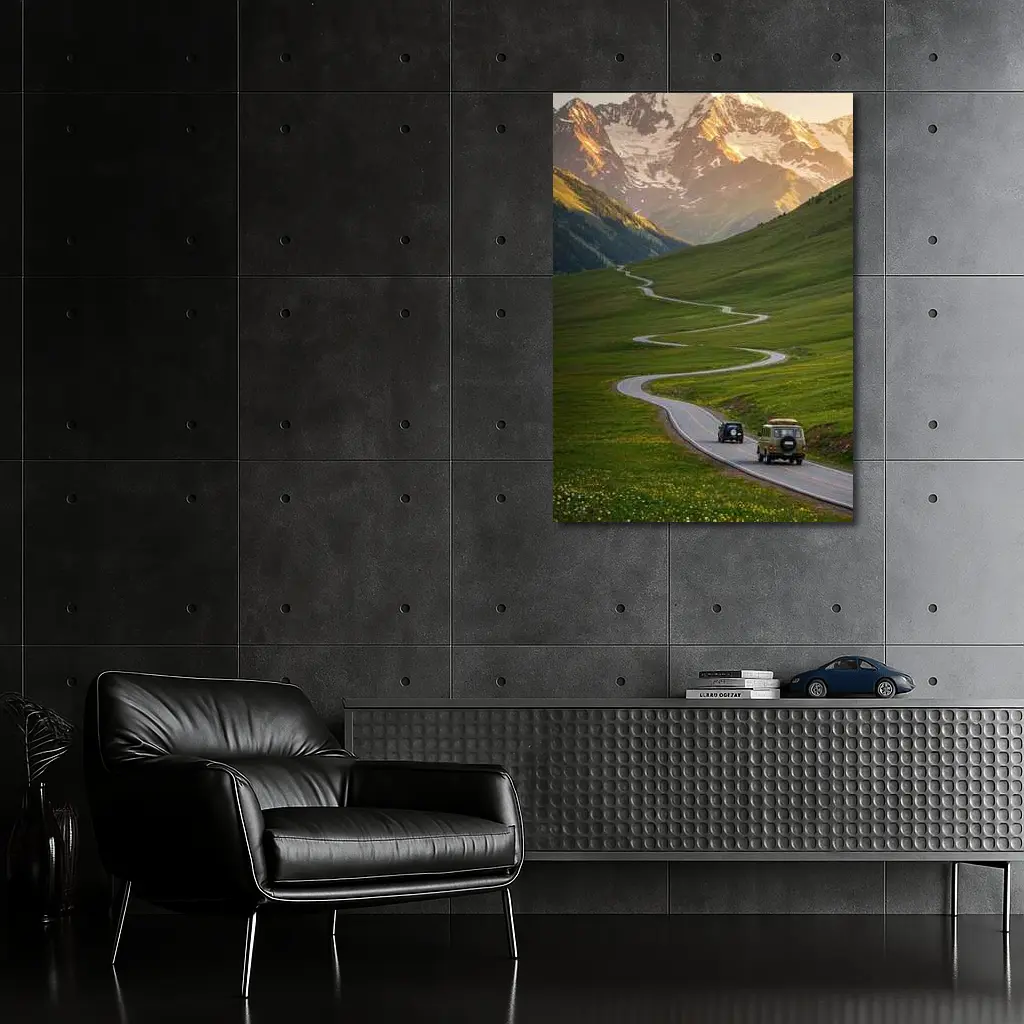 Winding Mountain Road Green Valley Sunset – Wall Art