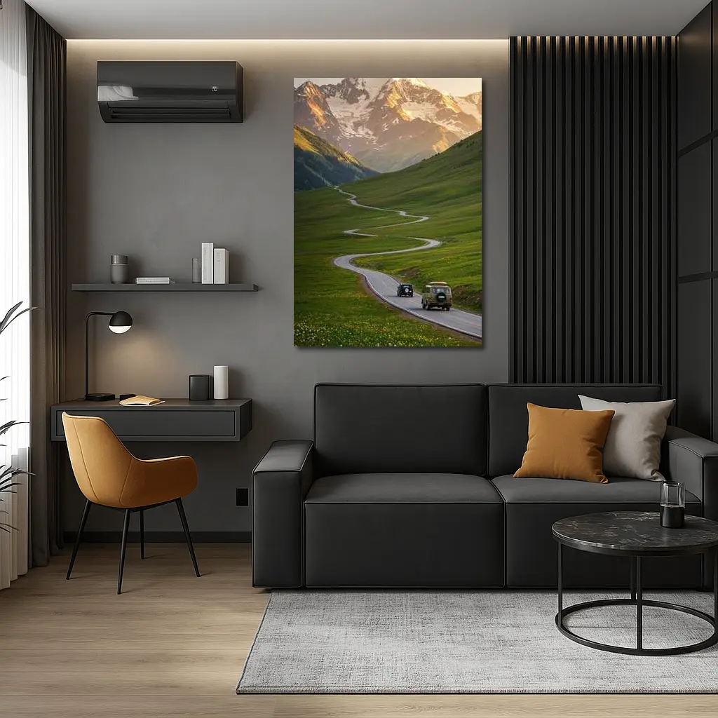 Winding Mountain Road Green Valley Sunset – Wall Art