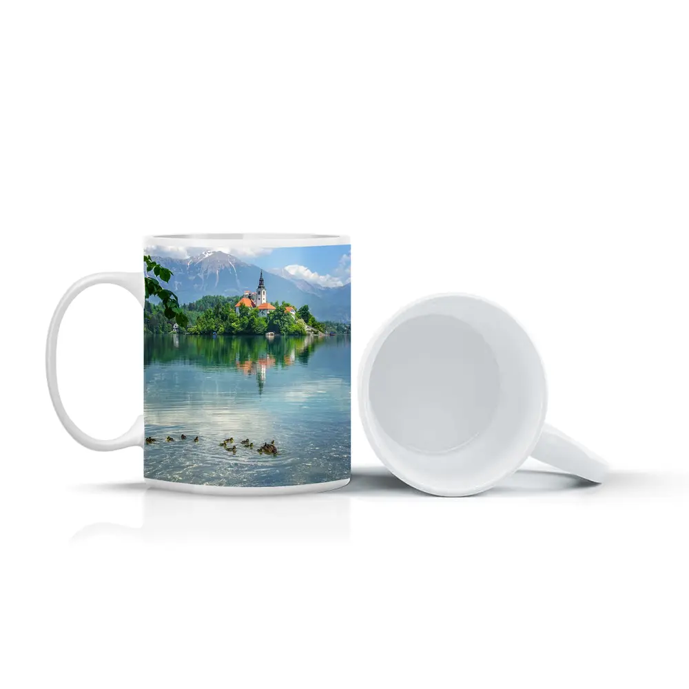 Lake Bled Island Church Slovenia Mountains – Mugs