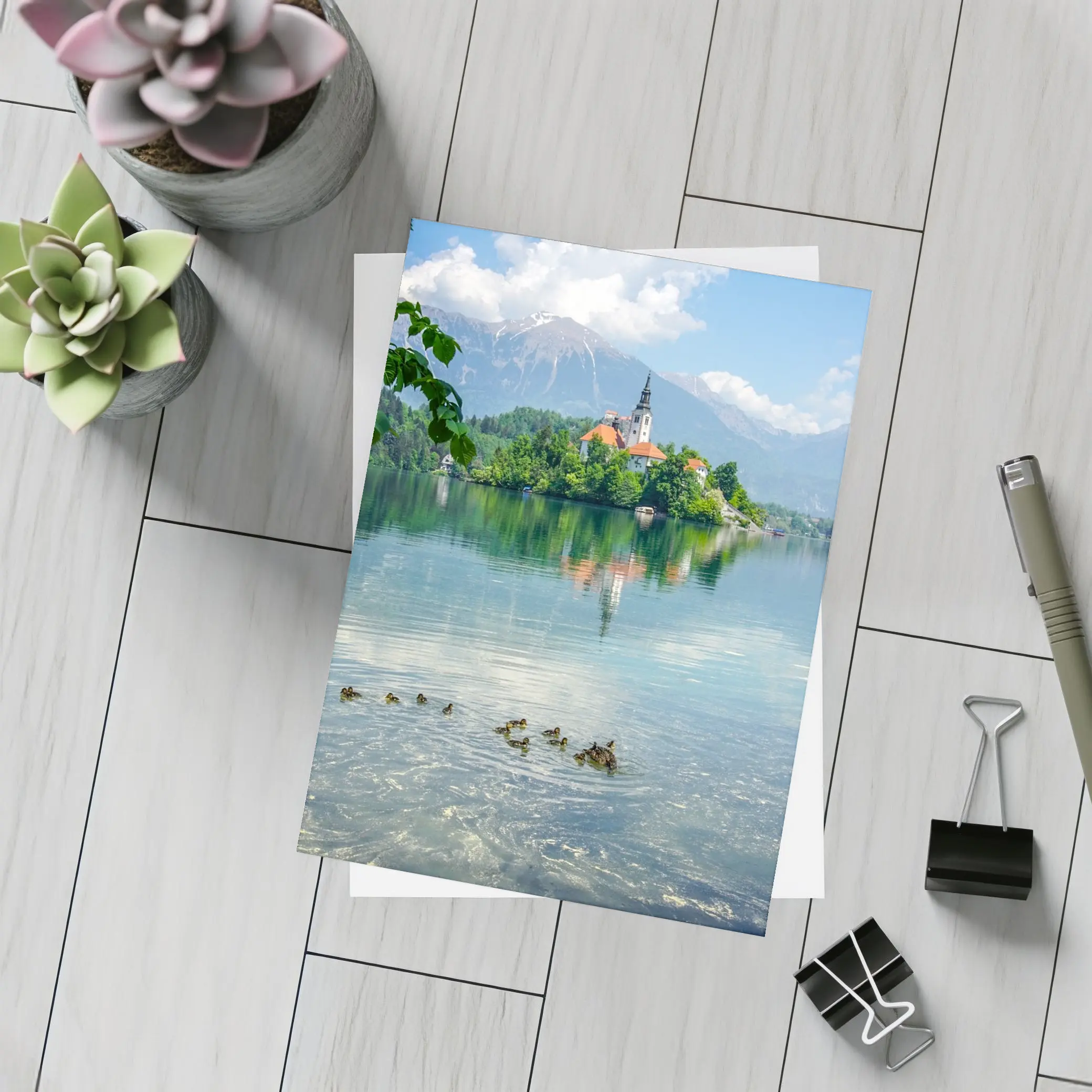 Lake Bled Island Church Slovenia Mountains – Postcards