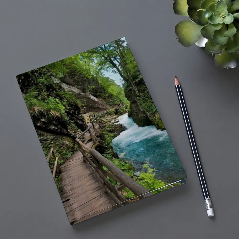 Wooden Boardwalk Canyon River Forest Path – Notebooks