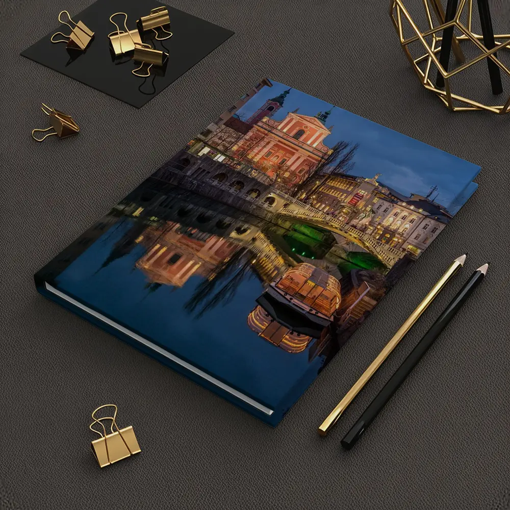Ljubljana Slovenia Canal Church Night Reflection – Notebooks