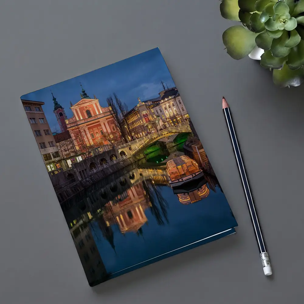 Ljubljana Slovenia Canal Church Night Reflection – Notebooks