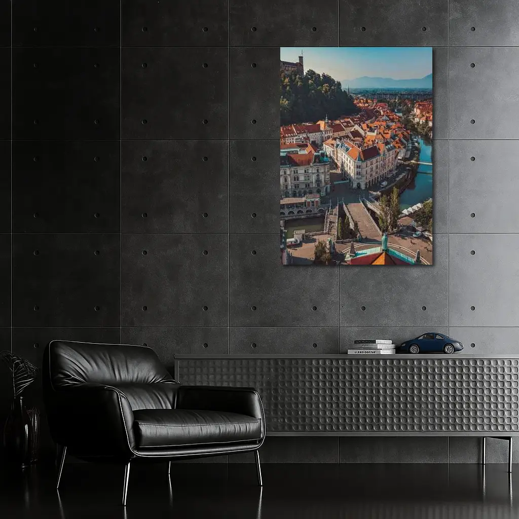 Ljubljana Old Town River Aerial View – Wall Art
