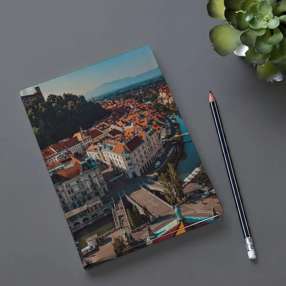 Ljubljana Old Town River Aerial View – Notebooks