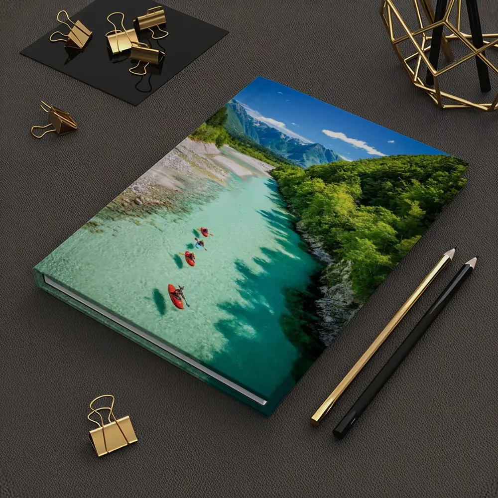 Kayakers on Clear Turquoise Mountain River – Notebooks