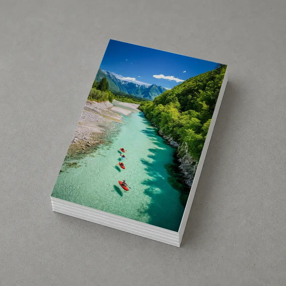 Kayakers on Clear Turquoise Mountain River – Postcards