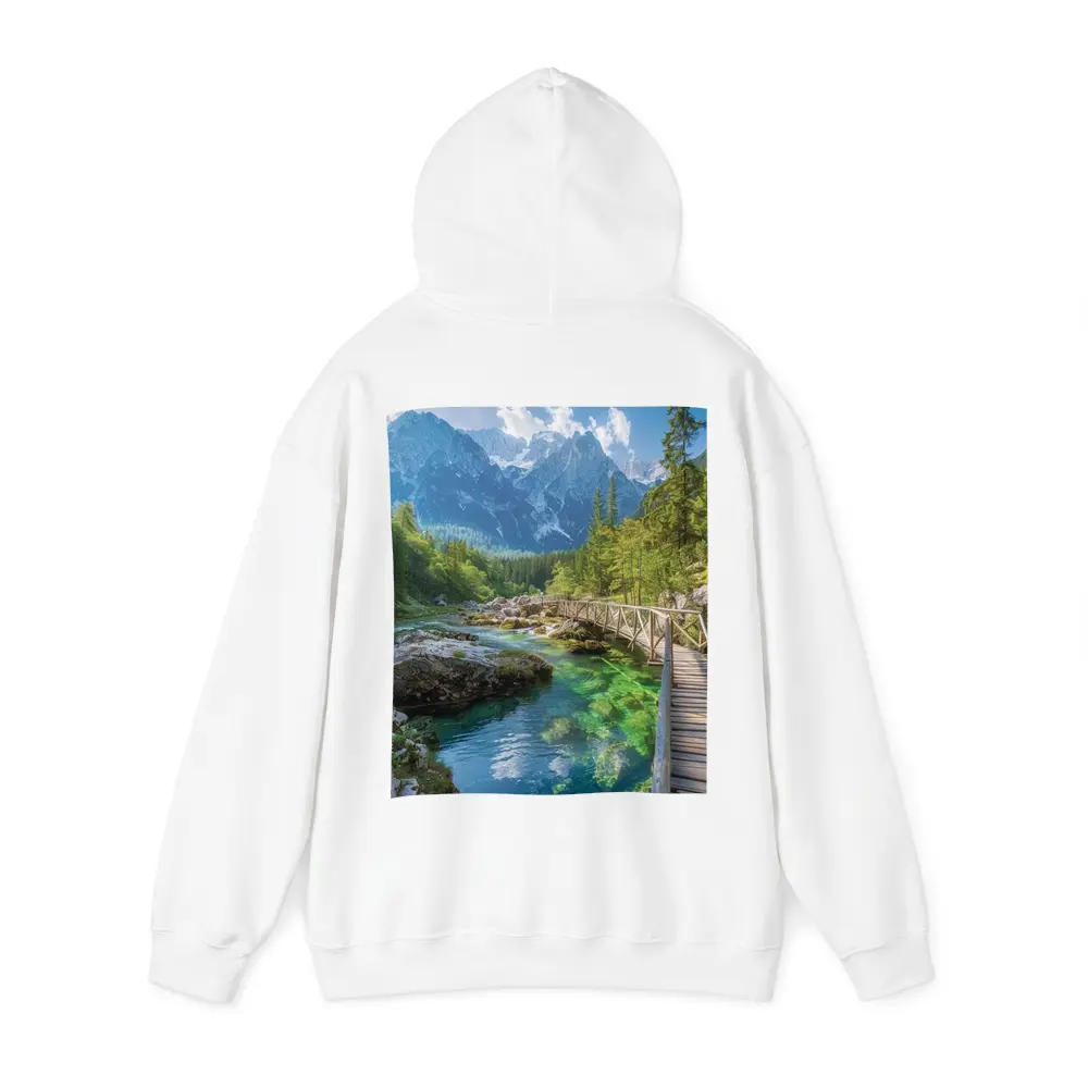 Alpine River Bridge Green Mountain Forest – Hoodies