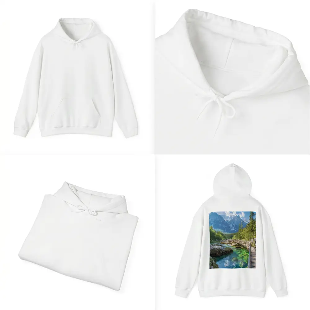 Alpine River Bridge Green Mountain Forest – Hoodies
