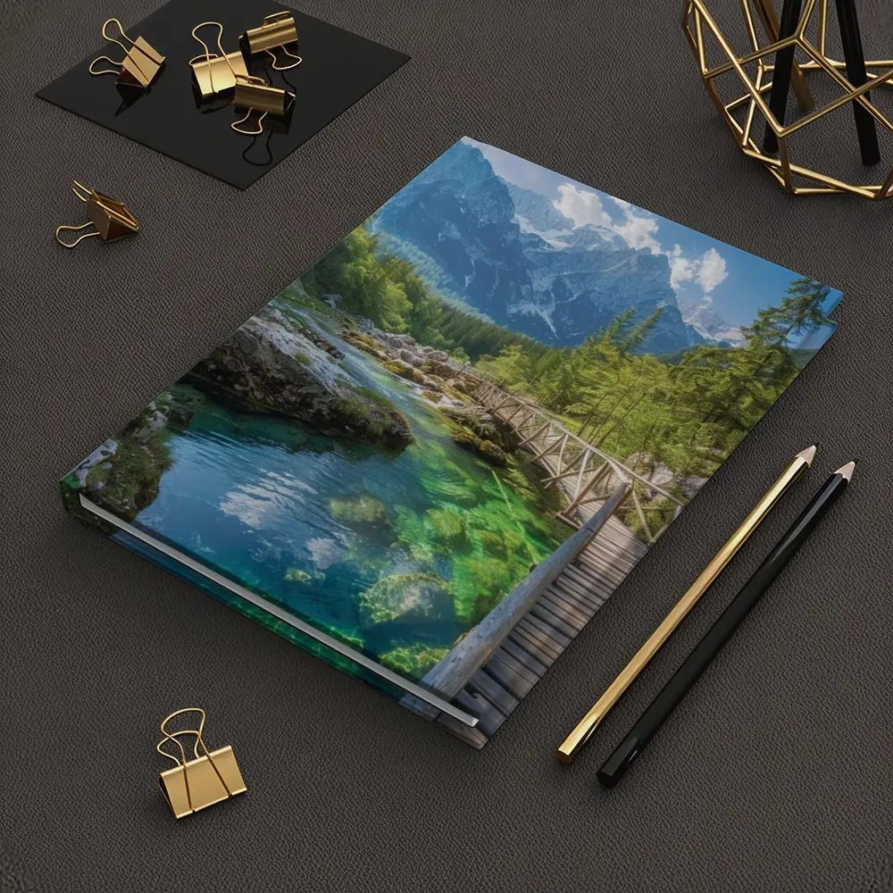 Alpine River Bridge Green Mountain Forest – Notebooks