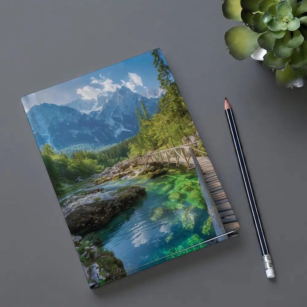 Alpine River Bridge Green Mountain Forest – Notebooks